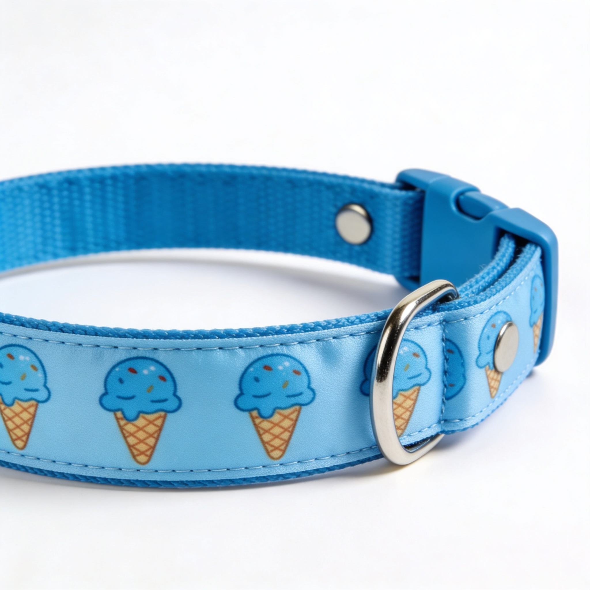 purevibes ARING PET Summer Dog Collar, Cute Blue Ice Cream Doggy Collars for Puppy Small Medium Large Boy Girl Dogs Pet, for Daily Photos Outdoor Beach Walking Hiking Picnic, S
