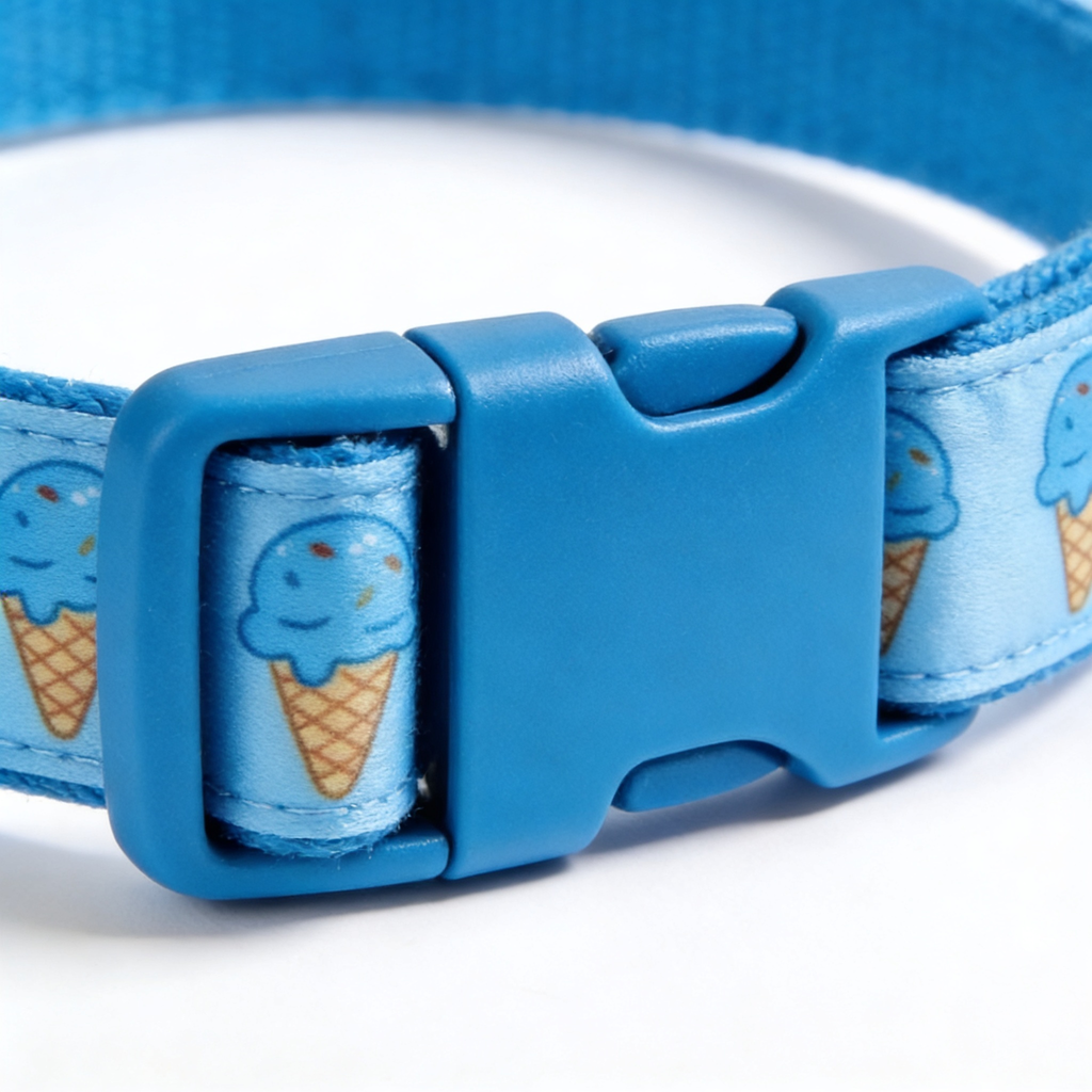 purevibes ARING PET Summer Dog Collar, Cute Blue Ice Cream Doggy Collars for Puppy Small Medium Large Boy Girl Dogs Pet, for Daily Photos Outdoor Beach Walking Hiking Picnic, S